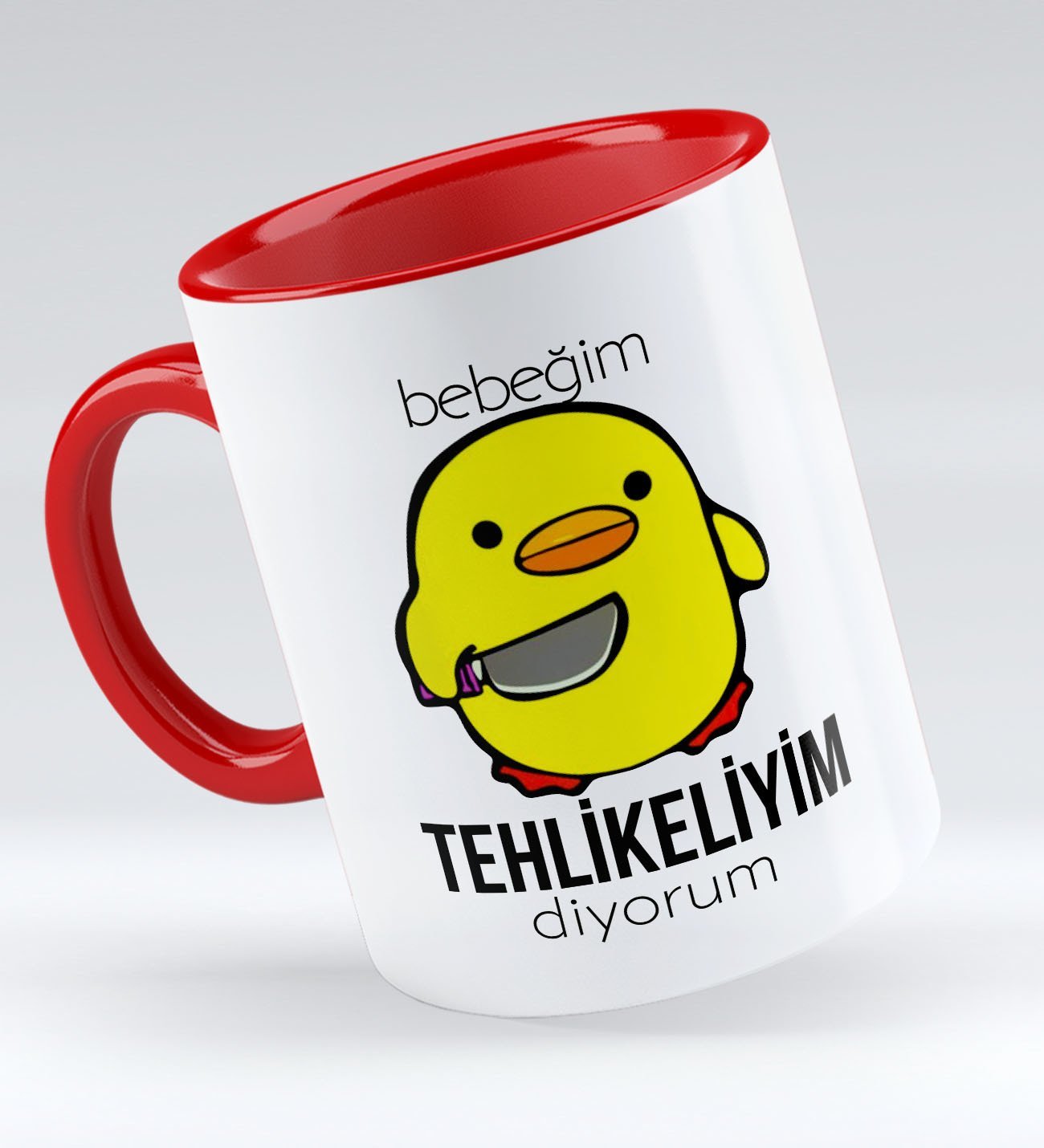 Bk Gift Bebeğim Tehlikeyim Diyorum Tasarımlı Kırmızı Kupa Bardak - Model 1