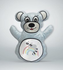 BK Gift Gökkuşağı Tasarımlı Mavi Ayıcık Yastık-1