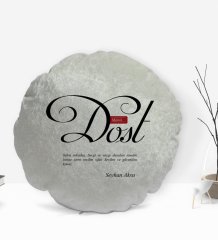 Kişiye Özel İsimli Mânâ Dost Tasarımlı Yuvarlak Dekoratif Kırlent Yastık-1