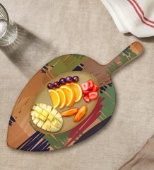 BK Gift Modern Art Tasarımlı Yaprak Şeklinde Doğal Ahşap Servis ve Sunum Tabağı Model 11