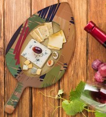 BK Gift Modern Art Tasarımlı Yaprak Şeklinde Doğal Ahşap Servis ve Sunum Tabağı Model 11