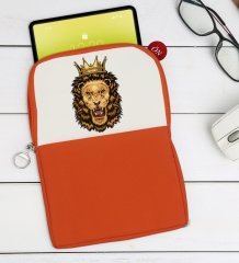 BK Gift Aslan Tasarımlı Taşınabilir Koruyucu Tablet Kılıfı & Organizer Çanta - Turuncu-1