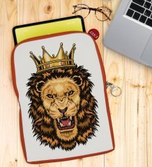 BK Gift Aslan Tasarımlı Taşınabilir Koruyucu Tablet Kılıfı & Organizer Çanta - Turuncu-1