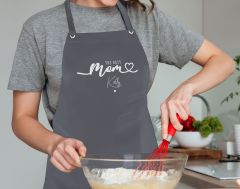 BK Gift Kişiye Özel İsimli Anneler Günü Tasarımlı Profesyonel Antrasit Mutfak Önlüğü, Aşçı Önlüğü, Şef Önlüğü, Anneye Hediye-6