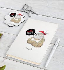 Kişiye Özel Noel Baba Beyaz Defter Kalem ve Anahtarlık Hediye Seti-4