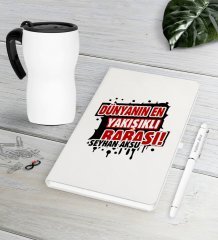 Kişiye Özel Dünyanın En Yakışıklı Babası Beyaz Defter Kalem Termos Mug Seti-1