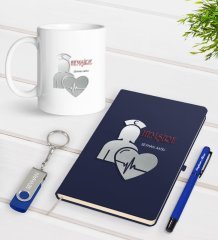 Kişiye Özel Hemşire Temalı Lacivert Defter Kalem Kupa 32gb USB Bellek Hediye Seti-4