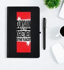 Kişiye Özel Dünyanın En İyi Öğretmeni Siyah Defter Kalem Hediye Seti