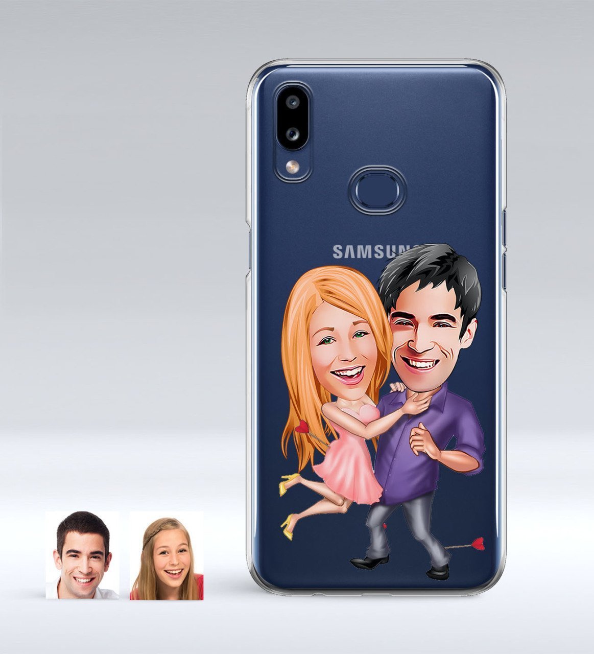 Kişiye Özel Sevgililer Karikatürlü Samsung Galaxy A10s İnce Şeffaf Silikon Telefon Kapağı-3