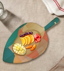 BK Gift Modern Art Tasarımlı Yaprak Şeklinde Doğal Ahşap Servis ve Sunum Tabağı Model 10