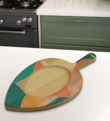 BK Gift Modern Art Tasarımlı Yaprak Şeklinde Doğal Ahşap Servis ve Sunum Tabağı Model 10
