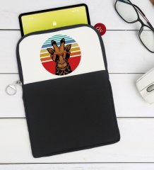 BK Gift Zürafa Tasarımlı Taşınabilir Koruyucu Tablet Kılıfı & Organizer Çanta - Siyah-1