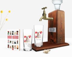 Kişiye Özel Renkli Baskılı İsimli Fotoğraflı İkili Rakı Bardağı Ahşap Rakı Standı ve Cep Kitabı Hediye Seti-28