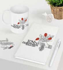 Kişiye Özel En İyi Öğretmen Beyaz Defter Kalem Kupa Seti-7