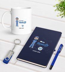 Kişiye Özel Hemşir Temalı Lacivert Defter Kalem Kupa 32gb USB Bellek Hediye Seti-1