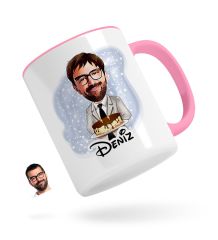 Kişiye Özel Erkek Doğum Günü Karikatürlü Pembe Kupa Bardak-4