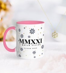 BK Gift Kişiye Özel 2023 Mutlu Yıllar Pembe Kupa ve Kar Tanesi Kolye-14