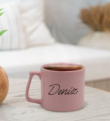 BK Gift Kişiye Özel İsimli Pastel Pembe Middle Kupa Bardak, Arkadaşa Hediye, Ev Hediyesi, Doğum Günü Hediyesi, Ofis Hediyesi-9
