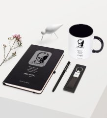 Kişiye Özel Atatürk Temalı Siyah Defter Kalem Anahtarlık Kupa Seti - 2