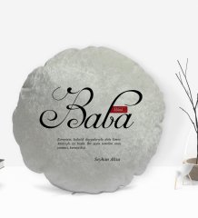 Kişiye Özel İsimli Mânâ Baba Tasarımlı Yuvarlak Dekoratif Kırlent Yastık-1