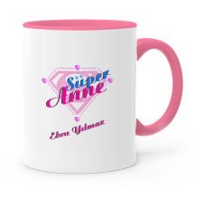 Kişiye Özel Süper Anne Pembe Kupa Bardak - 2