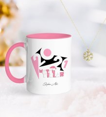 BK Gift Kişiye Özel 2023 Mutlu Yıllar Pembe Kupa ve Kar Tanesi Kolye-13