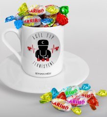 Kişiye Özel Acil Tıp Teknisyeni Türk Kahvesi Fincanı ve Haribo Şeker Hediye Seti-4