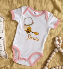 BK Kids Kişiye Özel İsimli Pembe Bebek Body Zıbın ve Kız Bebek Künyesi Hediye Seti-35