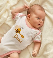 BK Kids Kişiye Özel İsimli Pembe Bebek Body Zıbın ve Kız Bebek Künyesi Hediye Seti-35