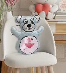 BK Gift Flamingo Tasarımlı Mavi Ayıcık Yastık-1