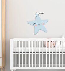 BK Gift Sevimli Yıldız Tasarımlı Çocuk Odası Ahşap Duvar Süsü-1