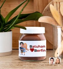 BK Gift Sevgiliye Özel Karikatürlü Hediye Seti-10, Sevgililer Günü Hediyesi, Yıl Dönümü Hediyesi, Nutella 400gr., Doğum Günü Hediyesi
