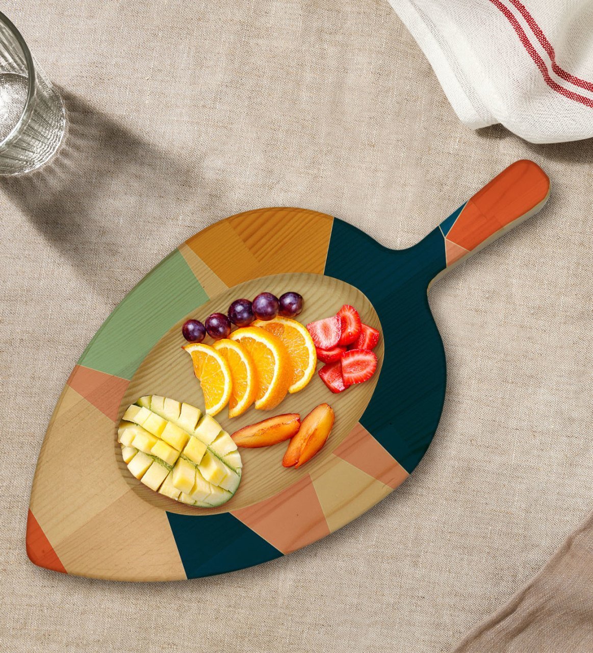 BK Gift Modern Art Tasarımlı Yaprak Şeklinde Doğal Ahşap Servis ve Sunum Tabağı Model 8