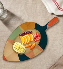 BK Gift Modern Art Tasarımlı Yaprak Şeklinde Doğal Ahşap Servis ve Sunum Tabağı Model 8