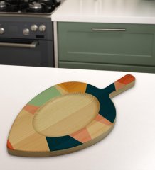 BK Gift Modern Art Tasarımlı Yaprak Şeklinde Doğal Ahşap Servis ve Sunum Tabağı Model 8