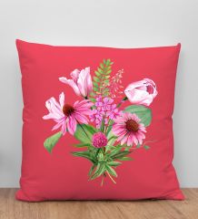 BK Gift Çiçek Tasarımlı Kırmızı Kırlent Yastık, Arkadaşa Hediye, Ev Dekorasyonu, Ev Hediyesi-6