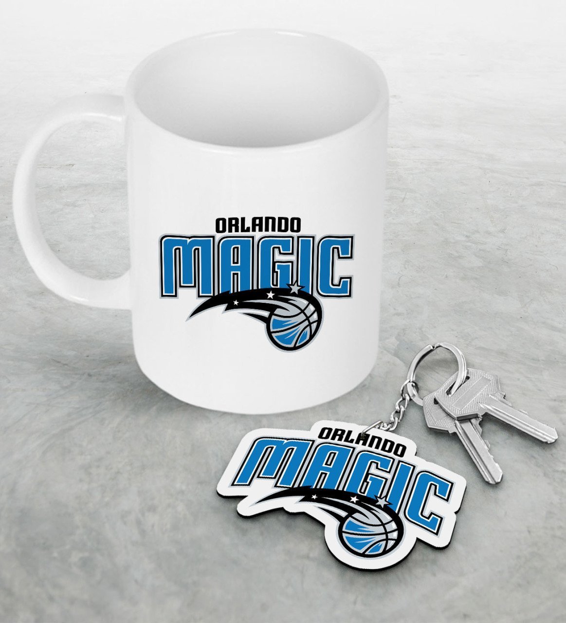 NBA Orlando Magic Beyaz Kupa ve Ahşap Anahtarlık Seti