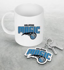 NBA Orlando Magic Beyaz Kupa ve Ahşap Anahtarlık Seti