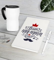 Kişiye Özel Benim Kral Babam Beyaz Defter Kalem Termos Mug Seti