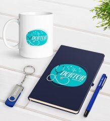 Kişiye Özel Doktor Temalı Lacivert Defter Kalem Kupa 32gb USB Bellek Hediye Seti-14