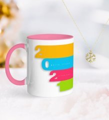 BK Gift Kişiye Özel 2023 Mutlu Yıllar Pembe Kupa ve Kar Tanesi Kolye-12