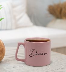 BK Gift Kişiye Özel İsimli Pastel Pembe Middle Kupa Bardak, Arkadaşa Hediye, Ev Hediyesi, Doğum Günü Hediyesi, Ofis Hediyesi-7