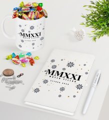 BK Gift Kişiye Özel 2023 Mutlu Yıllar Beyaz Defter Kalem Kupa ve Haribo Şeker Hediye Seti-14