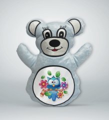 BK Gift Baykuş Tasarımlı Mavi Ayıcık Yastık-1