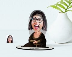 Kişiye Özel Mona Lisa Karikatürlü Ahşap Biblo Model-1