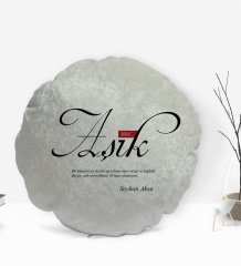 Kişiye Özel İsimli Mânâ Aşık Tasarımlı Yuvarlak Dekoratif Kırlent Yastık-1