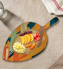 BK Gift Modern Art Tasarımlı Yaprak Şeklinde Doğal Ahşap Servis ve Sunum Tabağı Model 7