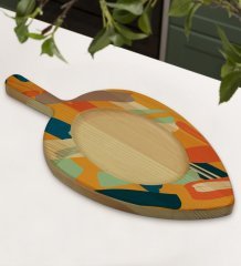 BK Gift Modern Art Tasarımlı Yaprak Şeklinde Doğal Ahşap Servis ve Sunum Tabağı Model 7