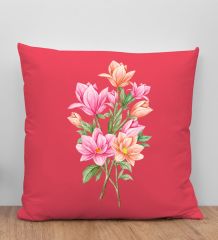 BK Gift Çiçek Tasarımlı Kırmızı Kırlent Yastık, Arkadaşa Hediye, Ev Dekorasyonu, Ev Hediyesi-4