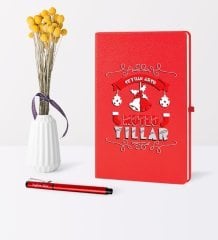 Kişiye Özel Yılbaşı Mutlu Yıllar Temalı Kırmızı Defter Kalem Seti - 7